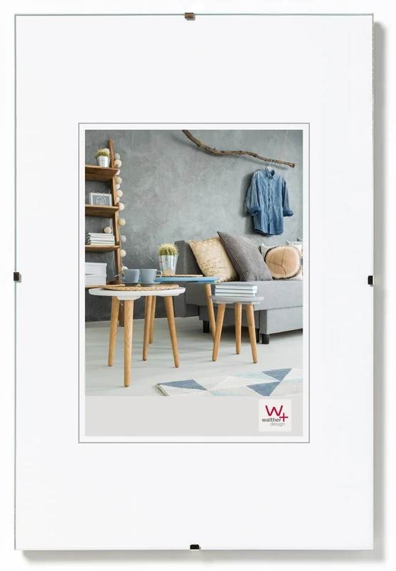 walther design Picture Frame Antireflective Glass 70 x 100 cm Frameless Picture Holder RB100A