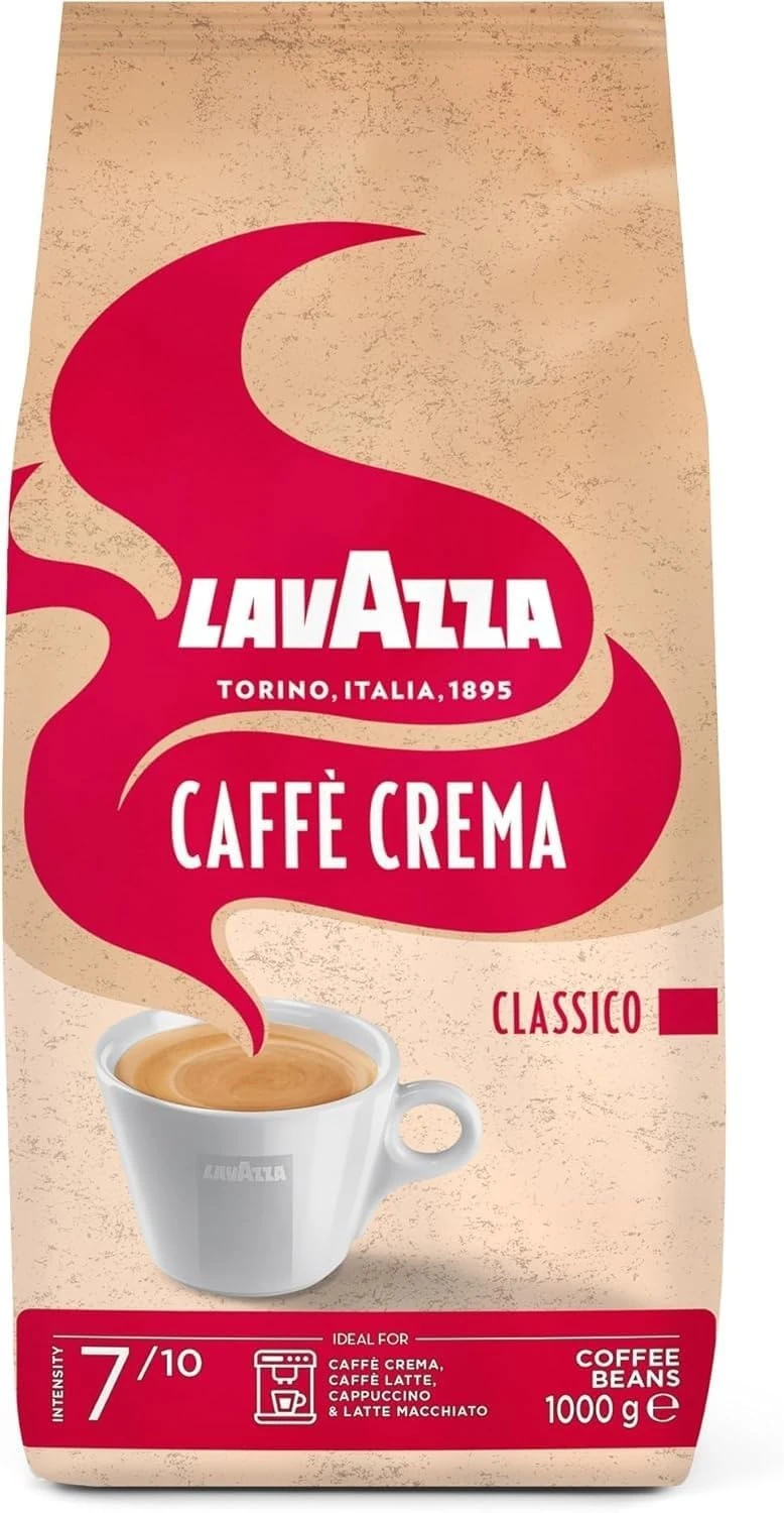 Lavazza Caffè Crema Classico, Coffee Beans, Arabica and Robusta, Cocoa and Wood Notes, Intensity 7/10, Medium Roasting, 1 Kg