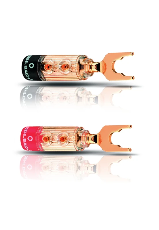 Oehlbach XXL Fusion Lug High-End Cable Lug Connector for Cables up to 6 mm² Full Metal Connectors Red/Black Marking Pack of 4 Gold - Image 1