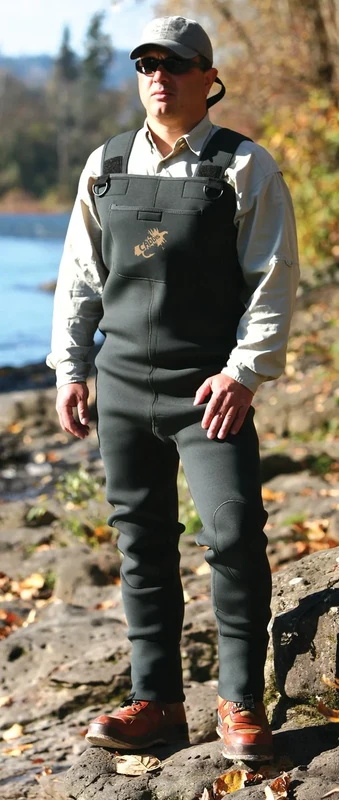 Caddis Men's Green Neoprene Stocking Foot Wader, Medium Short Stout