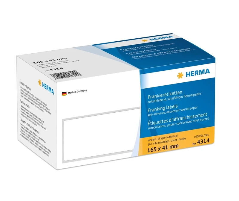 Herma 165 x 41 mm Franking Labels with Tab Edge (Pack of 1000)
