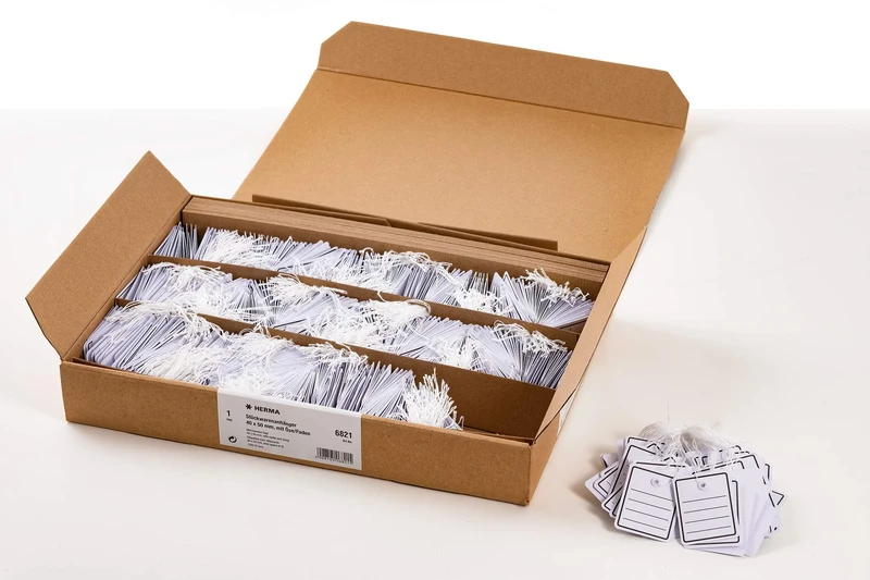 Herma 6821 Merchandise Tags 40 x 50 mm with Eyelets and Thread Pack of 1000 White