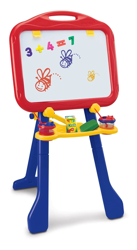 Crayola Easel for Kids, Double Surface, Magnetic Dry Wipe Board and Chalk Board, Height Adjustable, from 3 Years, 5032