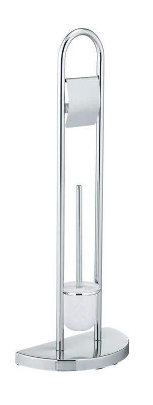 Wenko 16608100 Exclusive freestanding WC brush set Cosenza semicircular stand, Metal Steel, 33 x 84 x 18 cm, Chrome