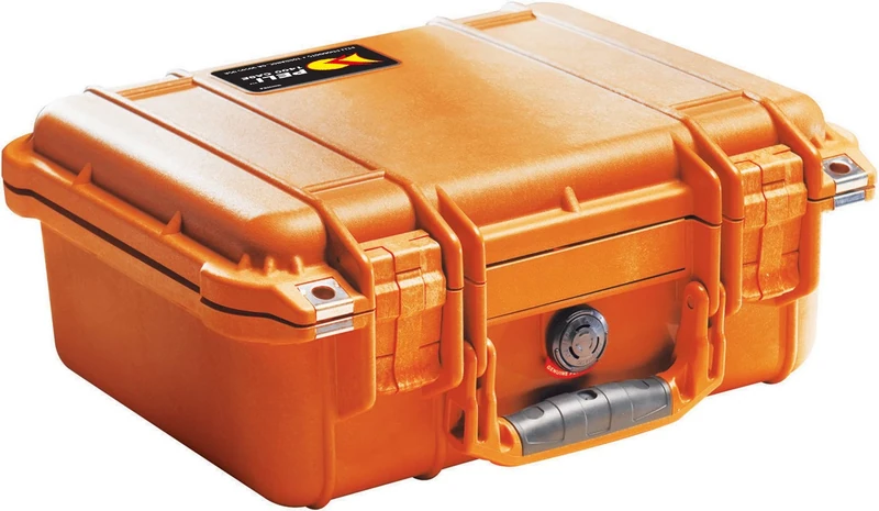 PELI 1400 Waterproof Protector Case for Fragile Instruments, IP67 Water- and Dustproof, 19L Capacity, Made in Germany, No Foam, Orange
