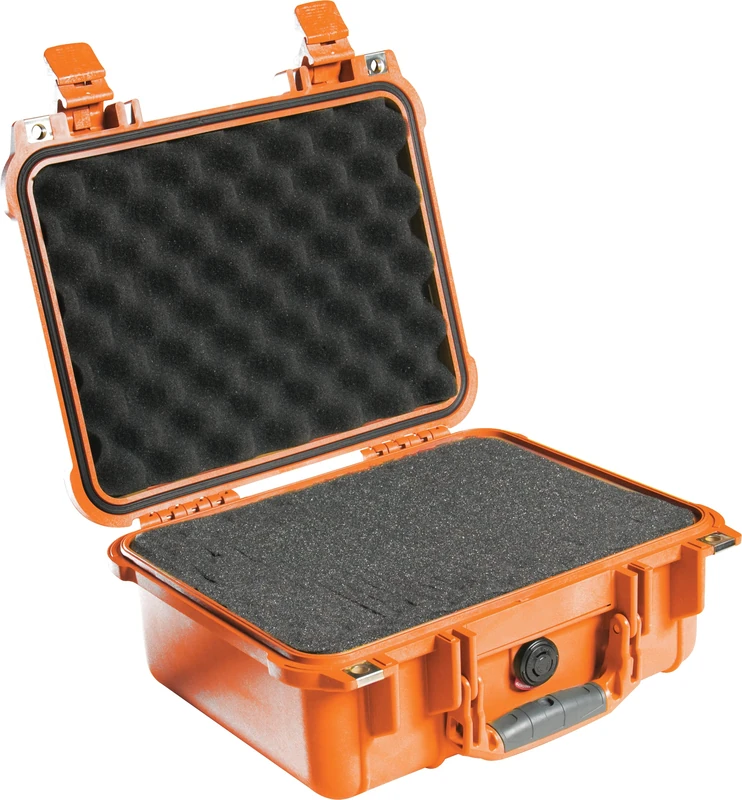 PELI 1400 Shockproof Hard Camera Case, IP67 Watertight and Dustproof, 19L Capacity, Made in Germany, With Customisable Foam Inlay, Orange
