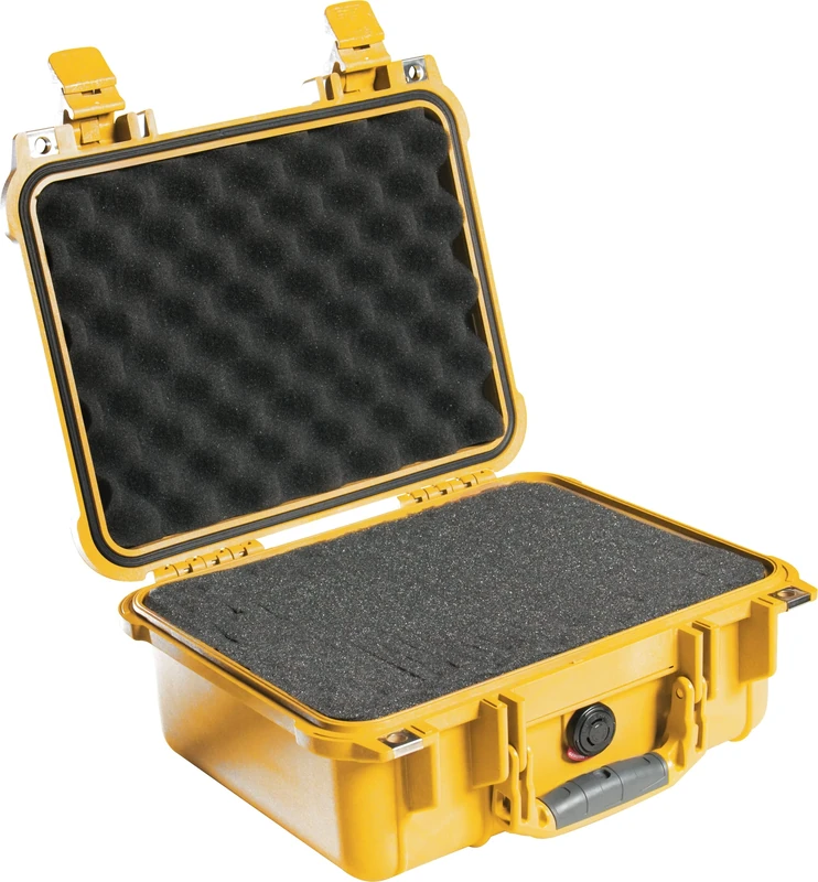 PELI 1400 Shockproof Carrying Case, IP67 Watertight, 19L Capacity, Made in Germany, With Customisable Foam Inlay, Yellow