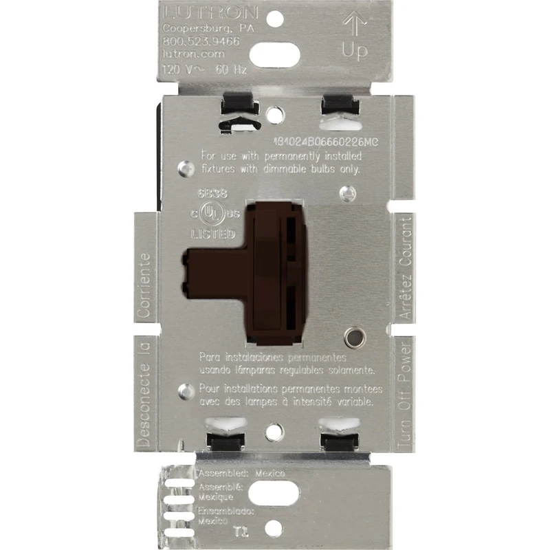Lutron Toggler Magnetic Low Voltage Dimmer Switch, Single-Pole or 3-Way, AYLV-603P-BR, Brown - Image 1