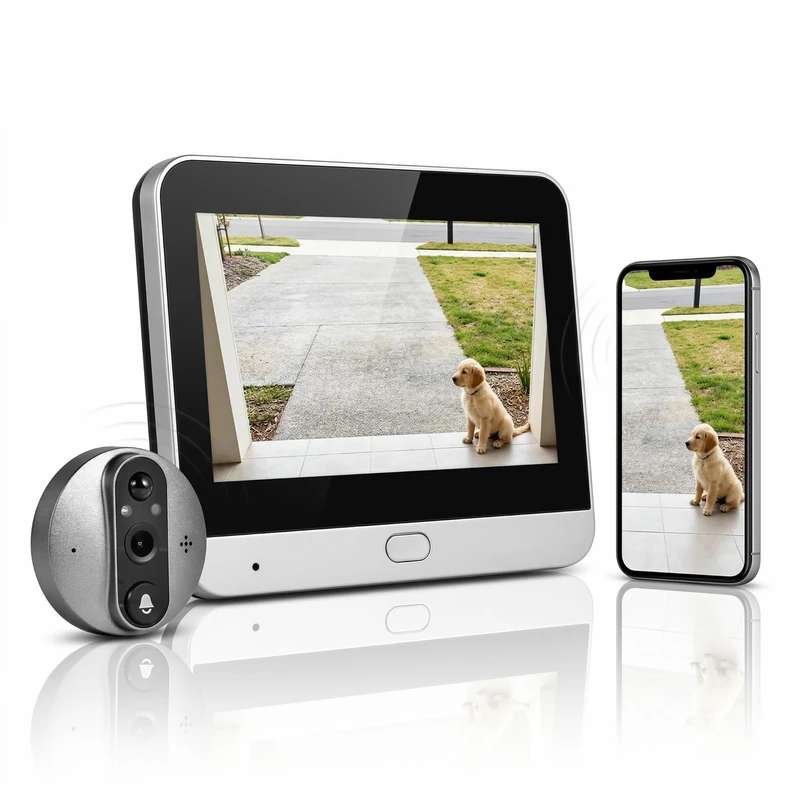 Technaxx WiFi Door Peephole Camera with 4.3” LCD Display, 3MP HD Video, Motion Detection, Two-Way Audio, App Control, 5000mAh Rechargeable Battery, Smart Video Door Viewer for Home Security TX-366 - Image 1