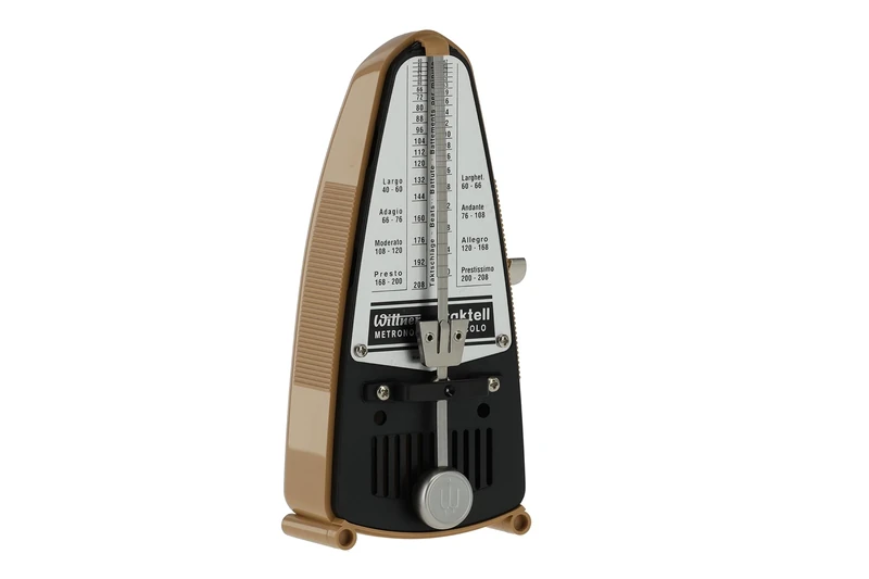 Wittner Metronome Taktell Piccolo Series 830 - Plastic casing - Without bell - Light brown - Mechanically wound - No batteries required - Made in Germany
