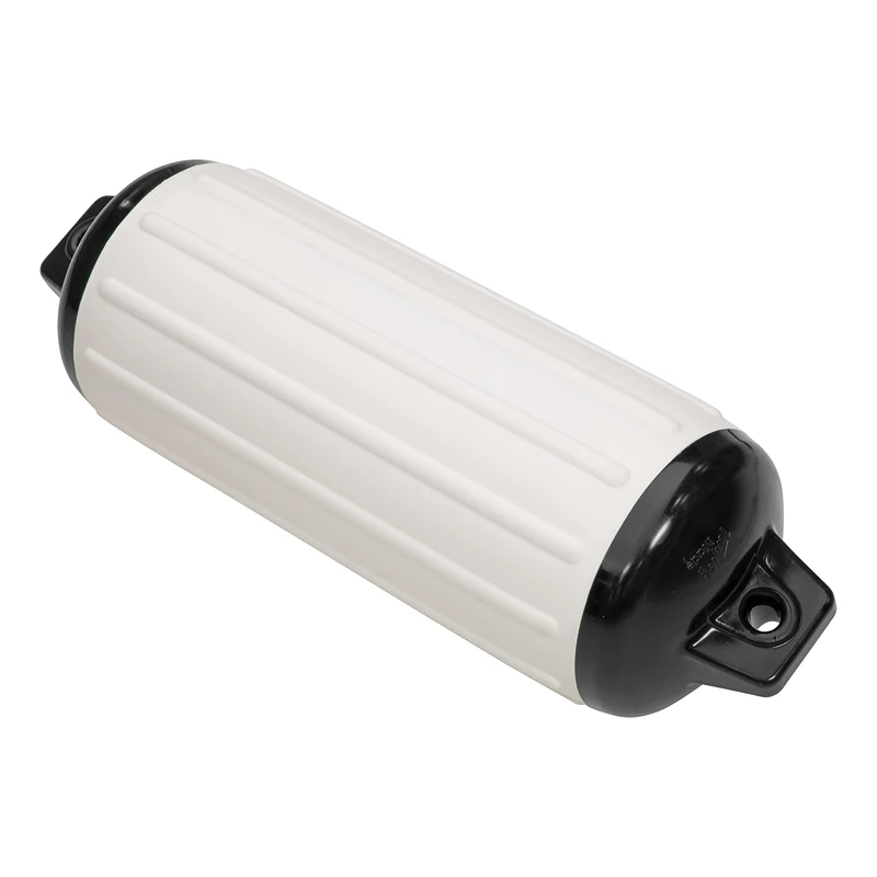Taylor Made Super Gard Boat Fender, White (8.5" x 26") Double-Molded Ends, Ribbed Technology to Minimize Roll, Rubber Football Needle Inflation Valve, Marine-Grade Vinyl, 5/8" Eyelets - 950824