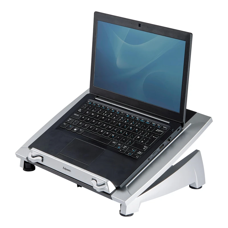 Fellowes Office Suites Laptop Stand for Desk 6 Height Adjustable Portable Laptop Riser for the Home and Office - Max Monitor Size 17", Max Weight 5KG - Black/Silver - Image 1