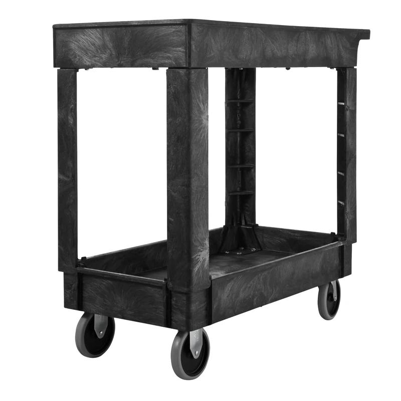 Rubbermaid Commercial FG9T6600BLA Service/Utility Cart, Two-Shelf, 300 lb capactiy, Black