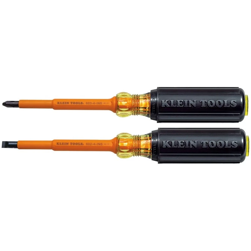KLEIN TOOLS 2-Piece Set of 4" Insulated Screwdrivers Klein Tools 33532-INS