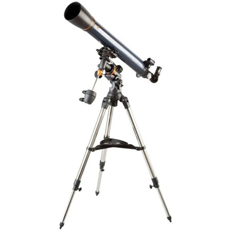 Celestron 21064 AstroMaster 90EQ Refractor Telescope - includes Two Eyepieces, Erect Image Diagonal, Height-adjustable Tripod and Deluxe Accessory Tray, Dark Blue