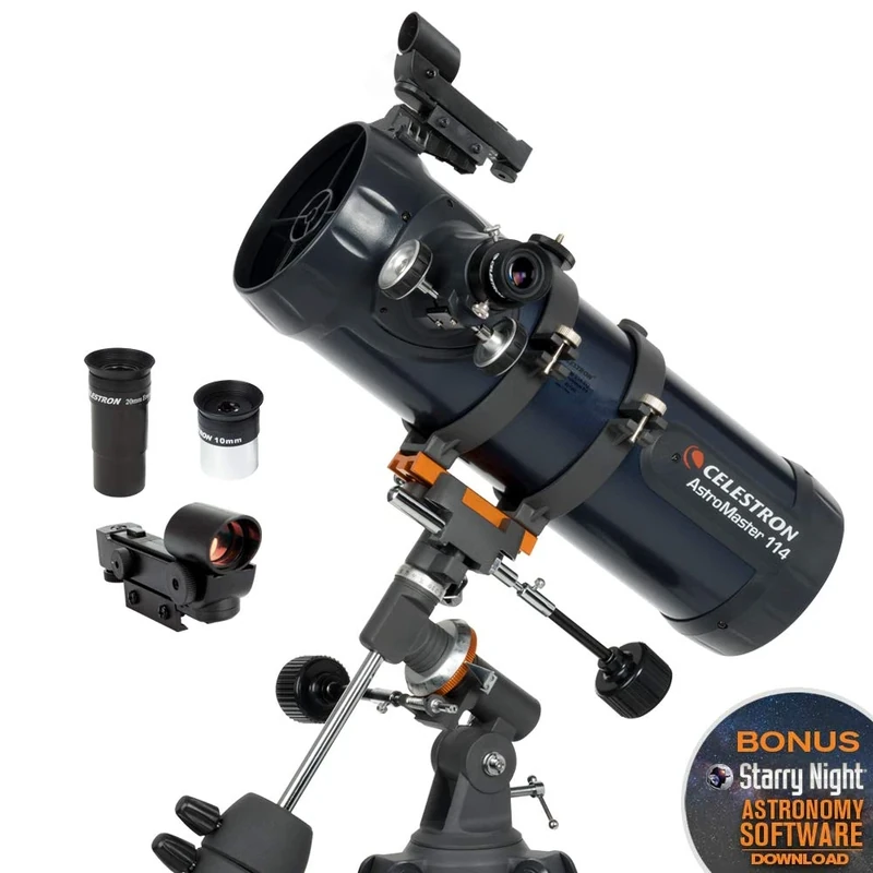 Celestron 31042 AstroMaster 114EQ Newtonian Reflector Telescope, Dark Blue