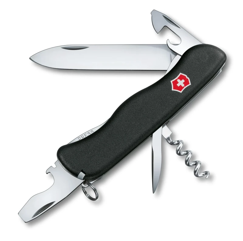 Victorinox Picknicker Swiss Army Knife, Large, Multi Tool, 11 Functions, Locking Blade, Black