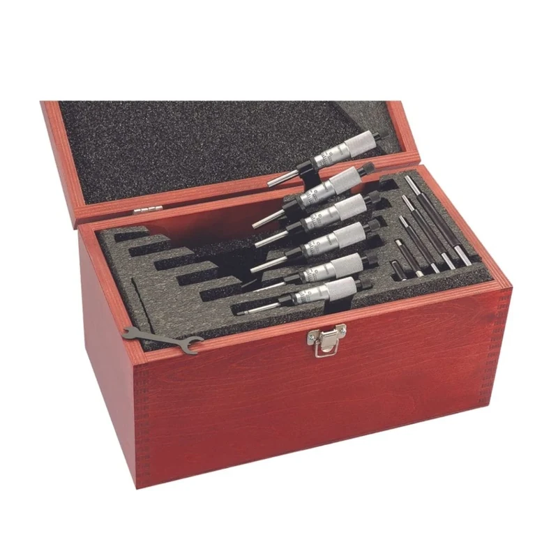 Starrett S436.1CXRLZ 436.1 Series Outside Micrometre Set, Ratchet Stop, Lock Nut, Carbide Faces, 0-6" Range, 0.001" Graduation