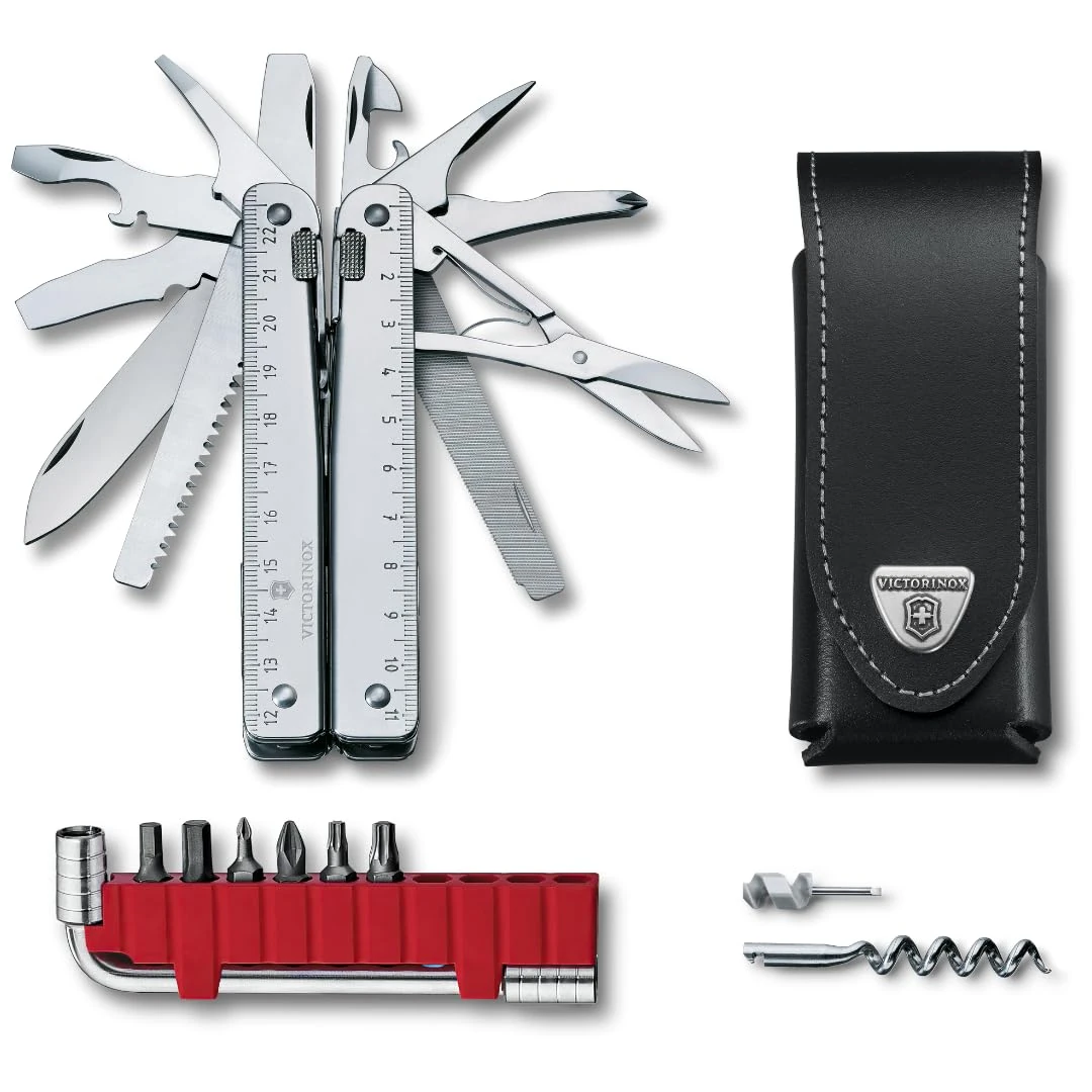 Victorinox Swiss Tool X Plus Swiss Army Knife, Large, Multi Tool, 37 Functions, Locking Blade, Case, Silver