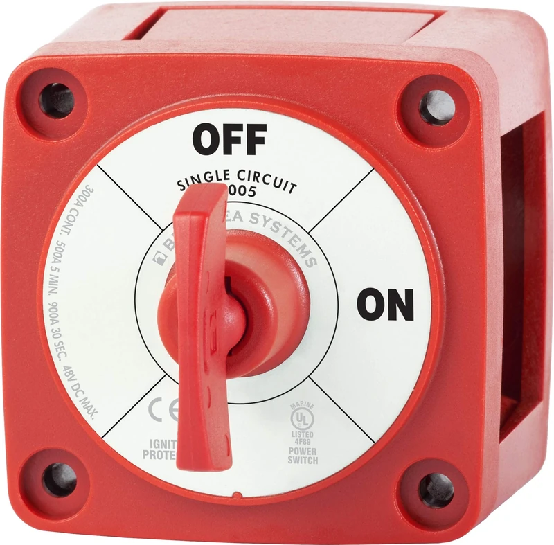 Blue Sea Systems 6005 m-Series Battery Switch ON/OFF with Key, Red