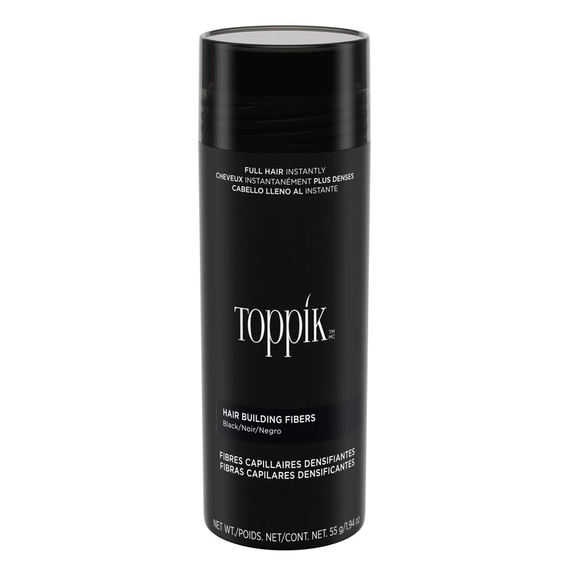 Toppik, Hair Building Fibres Powder for a Thicker-looking Hairline, Crown and Beard, Instant Thinning Concealer for Men and Women, 55g, Black