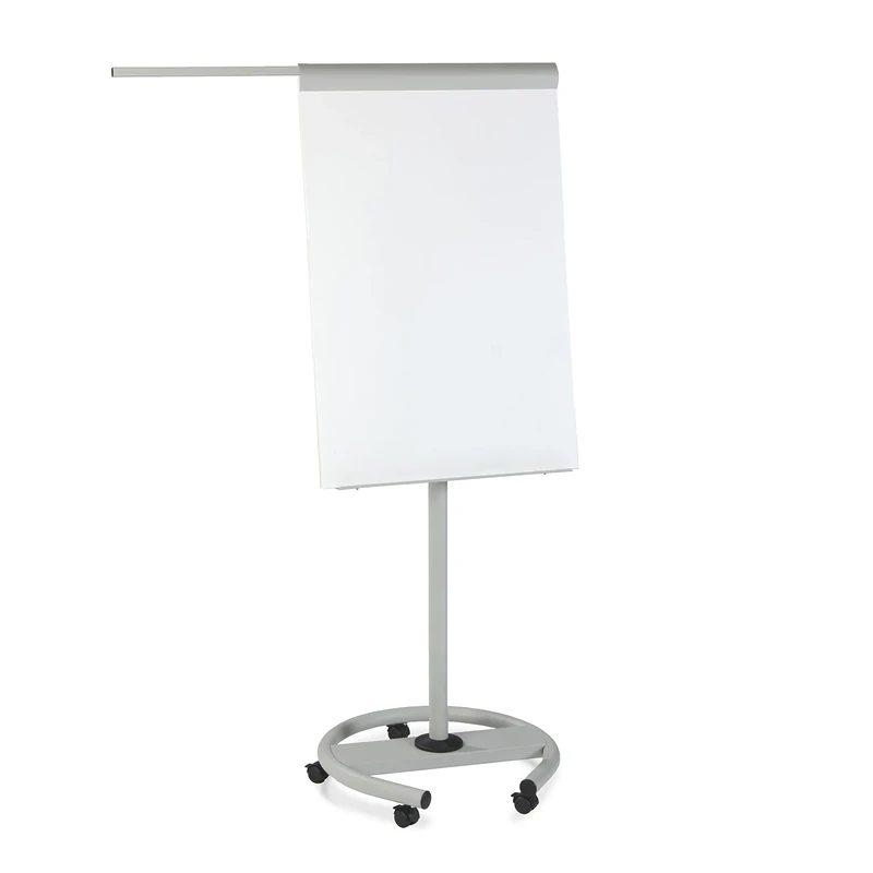 Rocada Flip chart with wheels, height adjustable up to 190 cm, flip chart with roll base, paper holder and hook, can be written on, wipe-clean, magnetic, mobile flip chart 68 x 95 cm