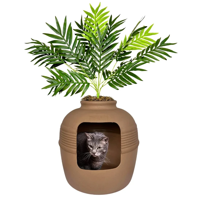 Good Pet Stuff Mocha Brown Large Hidden Litter Box Planter Base Kit for Cat Owners
