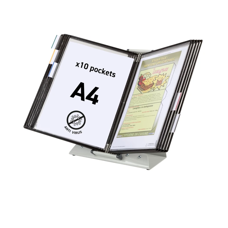 Sterifold Display System Desktop with 10 Anti-microbial Pivoting Pockets A4 Ref TAA434157