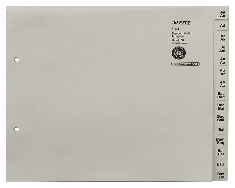 Leitz 13240085 Index Divider Series A - Z A4 Paper for 24 Folders Grey