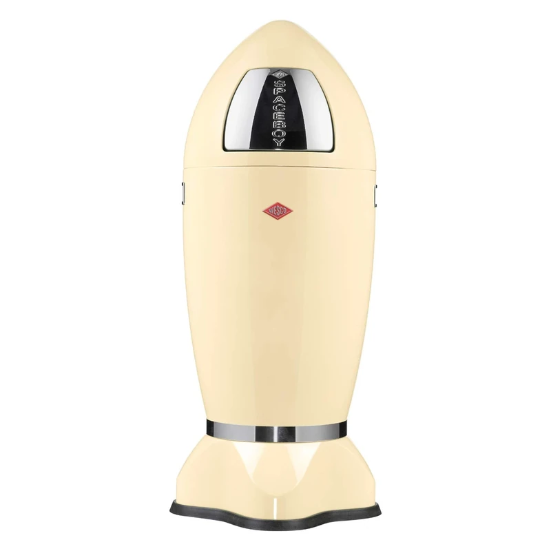 Wesco Spaceboy - German Made - X-Large Push Door Trash Can, Powder Coated Steel, 9.2 Gallons / 35 L, Almond - Image 1