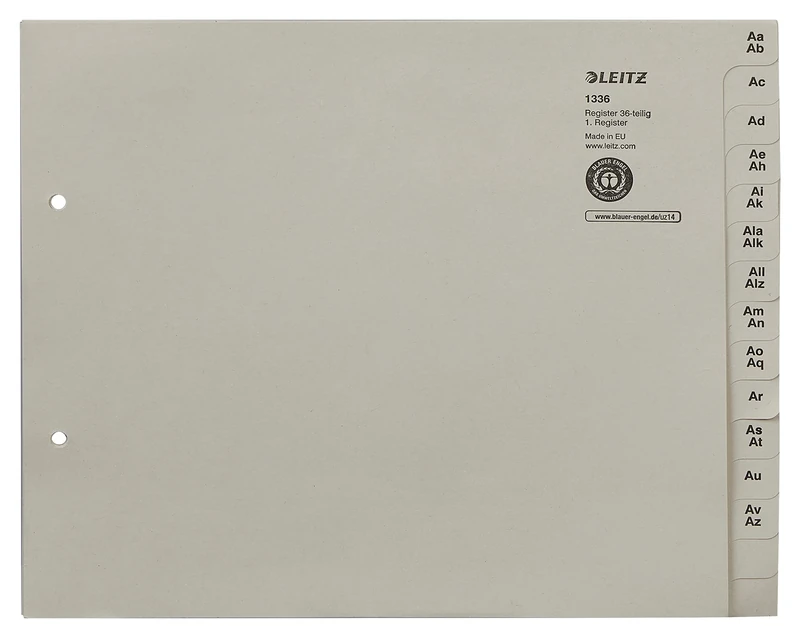 Leitz 13360085 Index Series A-Z A4 Paper for 36 Folders Grey