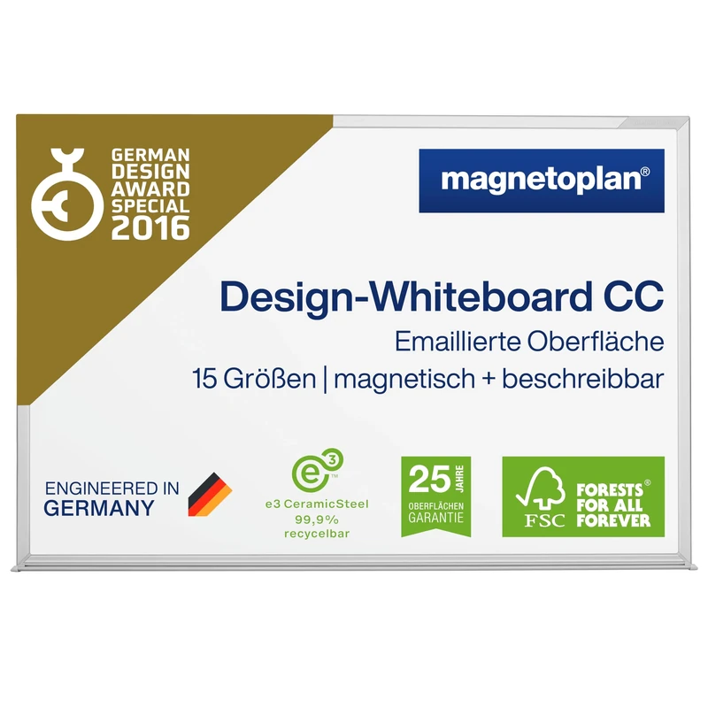 magnetoplan Design-Whiteboard CC | Magnettafel BxH 900x600mm | Stabile, emaillierte Oberfläche | Perfekte Schreibfläche | Bürobedarf | Memoboard für Büro- und Konferenzräume | Homeoffice