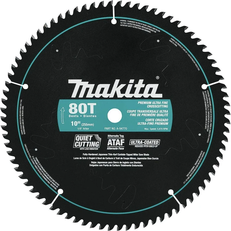 Makita A-94770 10-Inch 80 Tooth Ultra Coated Mitersaw Blade