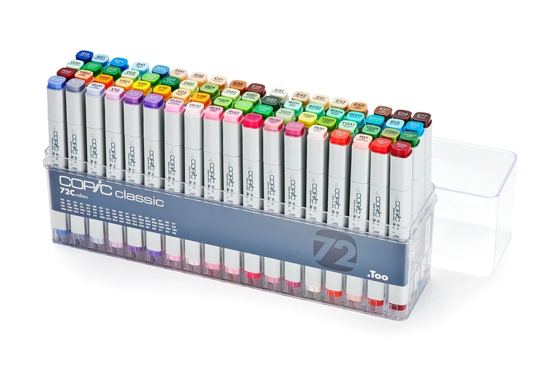 Copic Classic Dual-Ended Marker Pen, Multicoloured, 72 Piece Set, for Art, Graphics, Bullet Journaling, Sketching, Drawing, Designers, Artists, Hobbyists, Refillable Ink, Replaceable Nibs