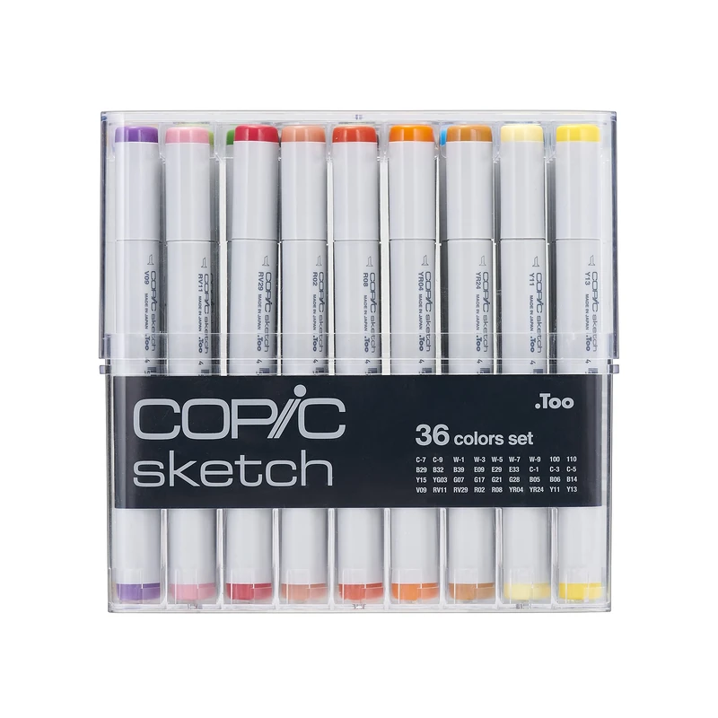Copic Sketch Dual-Ended Marker Pen, Multicoloured, Set of 36, For Art, Graphics, Bullet Journaling, Sketching, Drawing, Designers, Artists, Hobbyists, Refillable Ink, Replaceable Nibs