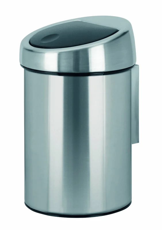 Brabantia 3L Touch Bin with Removable Bucket (Matt Steel Fingerprint Proof) Small Bathroom Rubbish Waste Bin, Wall-Mounted or Free-Standing, Silver