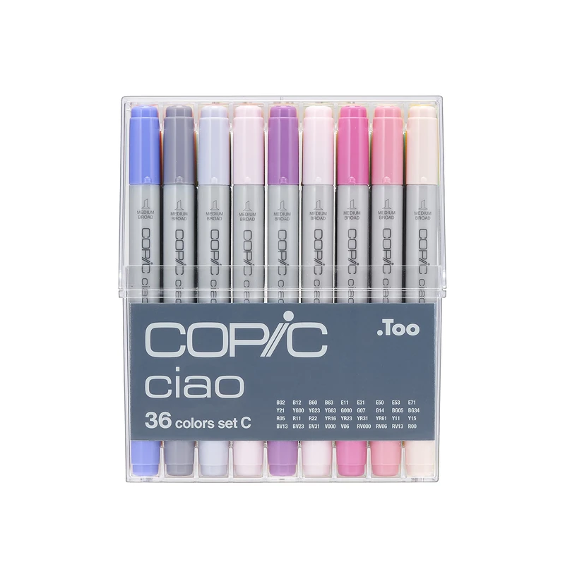 COPIC Ciao Coloured Marker Pen - Set of 36 C, For Art & Crafts, Colouring, Graphics, Highlighter, Design, Anime, Professional & Beginners, Art Supplies & Colouring Books