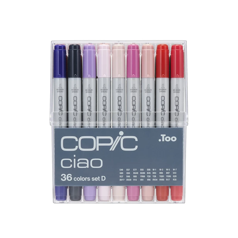 Copic Ciao Coloured Marker Pen - Set of 36 D, For Art & Crafts, Colouring, Graphics, Highlighter, Design, Anime, Professional & Beginners, Art Supplies & Colouring Books