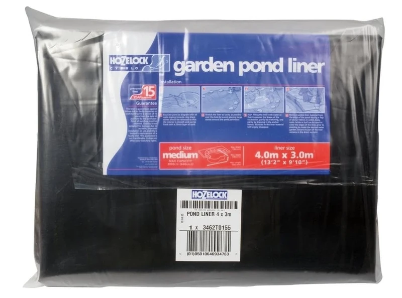 HOZELOCK - Pond Liner Size M (4m x 3m) : Ideal for Small Ponds and Koi Pools, Robust and Durable Liner [3462T0155]