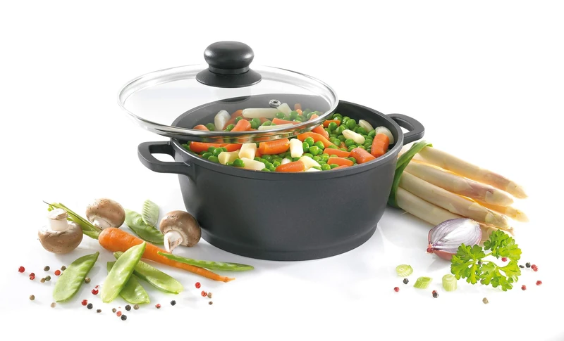 Karl Kruger Leipzig Aluguss Series Pot with Glass Lid and Thermogrips, 3.5 l