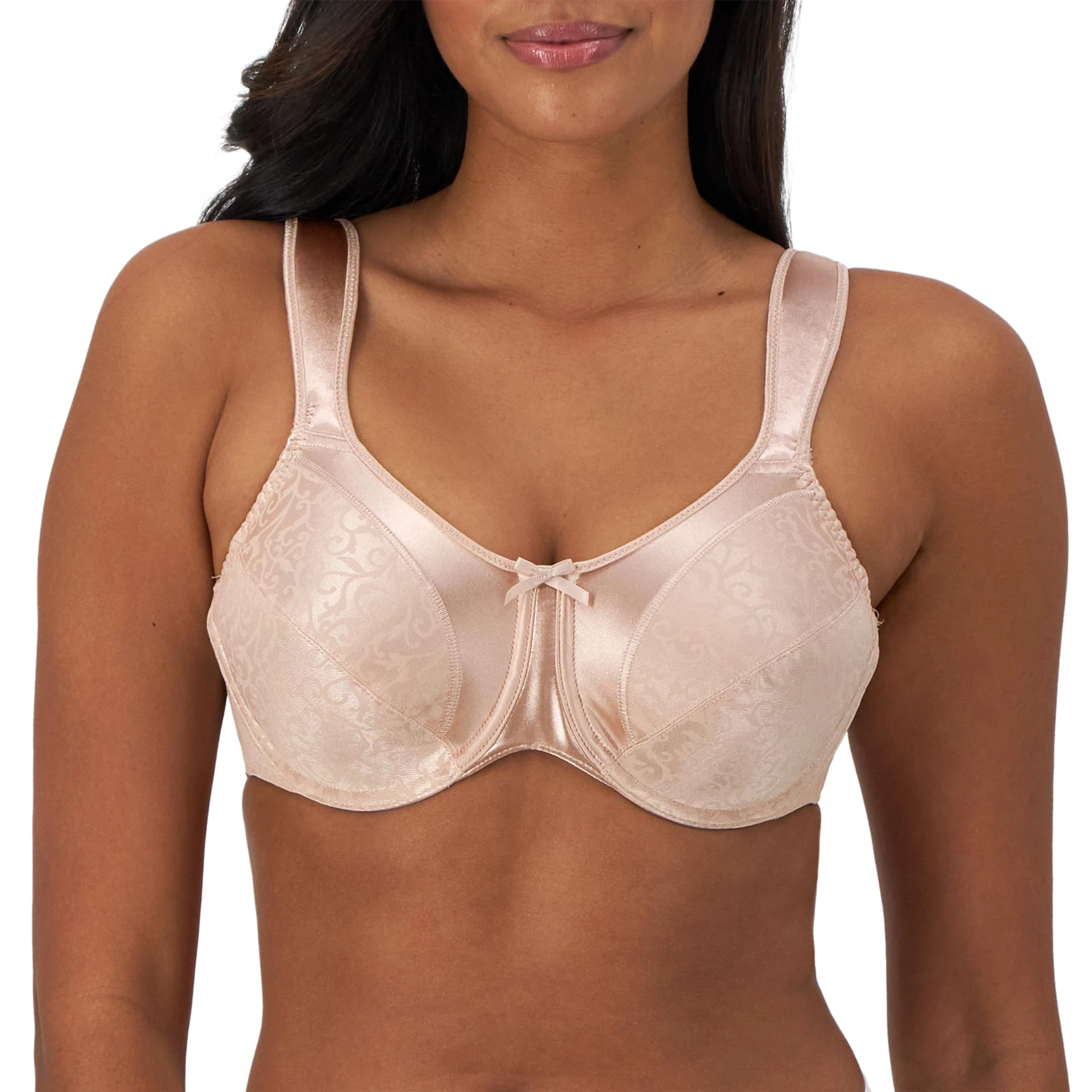 Bali Satin Tracings Minimizer Bra, Underwire Bra, Full-Coverage Bra, Maximum Support Minimizer Underwire Bra, Rosewood, 38C