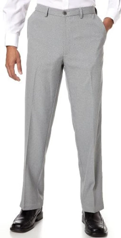 Haggar Men's 18 Hidden Waist Flat Front Pant, String Beige, 34W x 31L