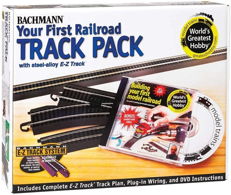 Bachmann 44497 Trains Snap-Fit E-Z World’S Greatest Hobby Track Pack-Steel Alloy Rail with Black Roadbed-HO Scale, White