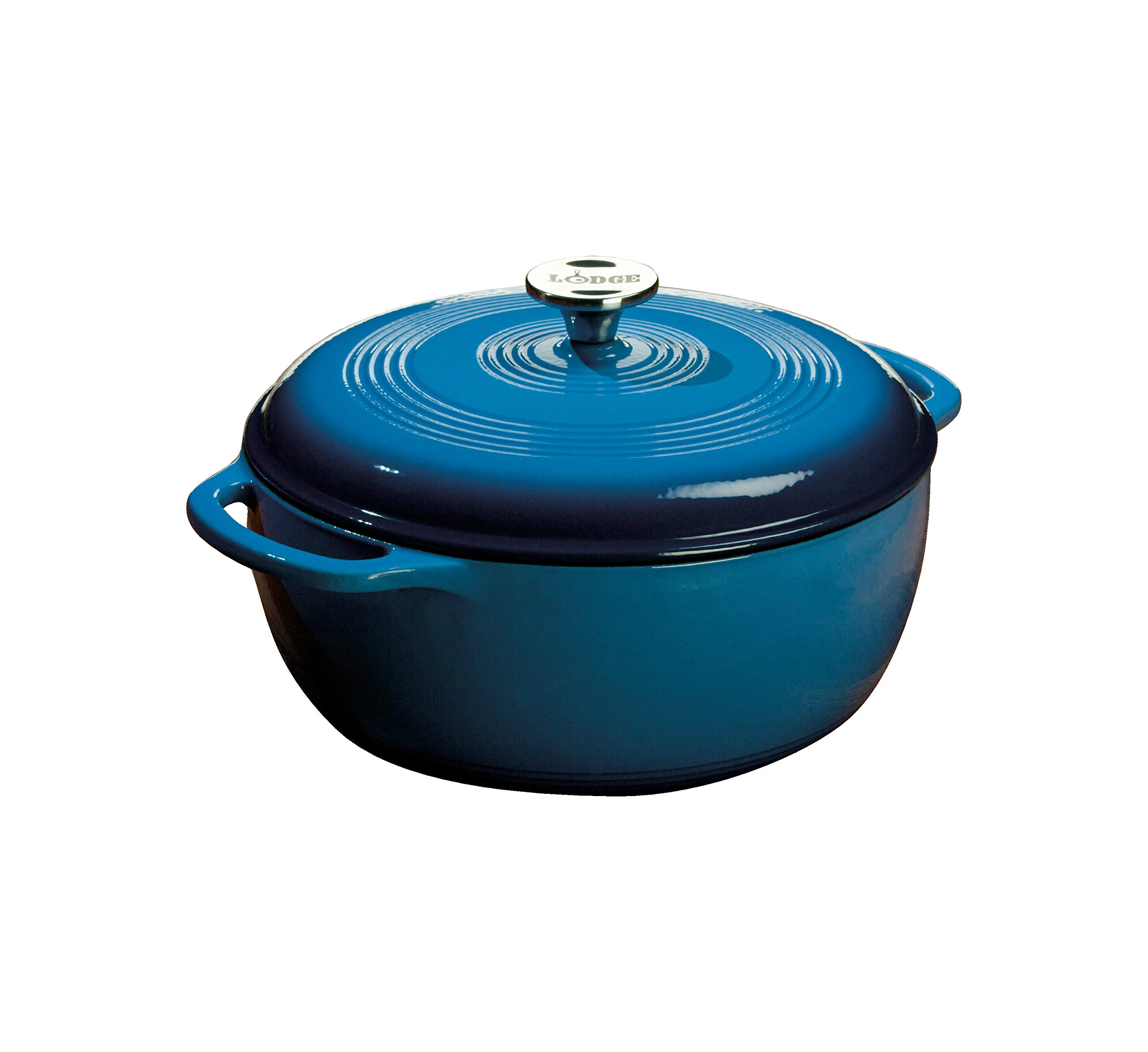 Lodge 5.68 litre / 6 quart Cast Iron/Porcelain Enamel Dutch Oven/Casserole Dish, Blue