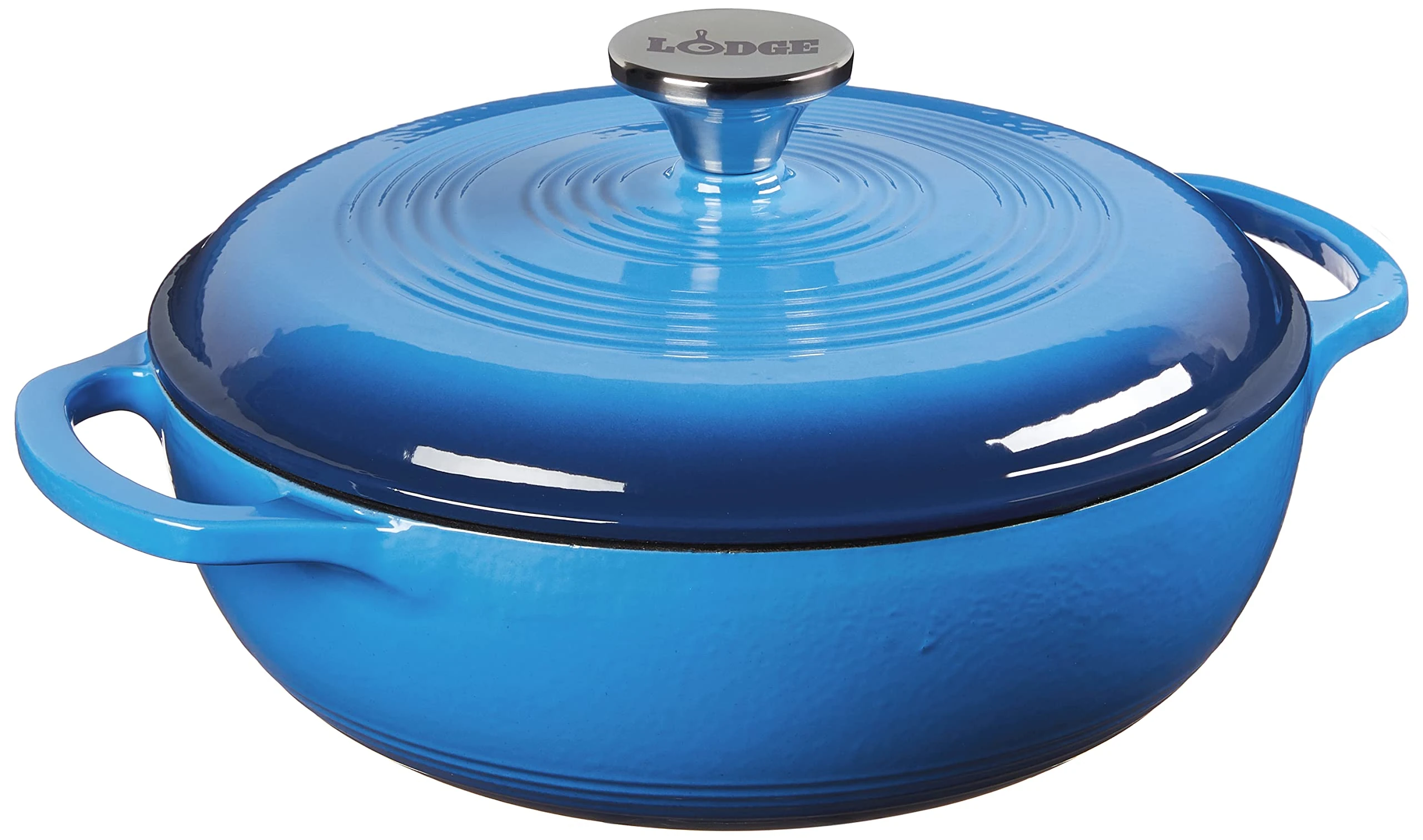 Lodge EC3D33 Enameled Cast Iron Dutch Oven, 3-Quart, Caribbean Blue