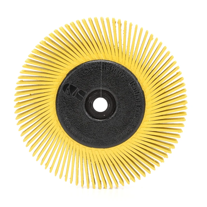Scotch-Brite Radial Bristle Brush BB-ZB, 152 mm x 12.7 mm x 25.4 mm, P80, Yellow, Type A, with Adapter, 1 per Package