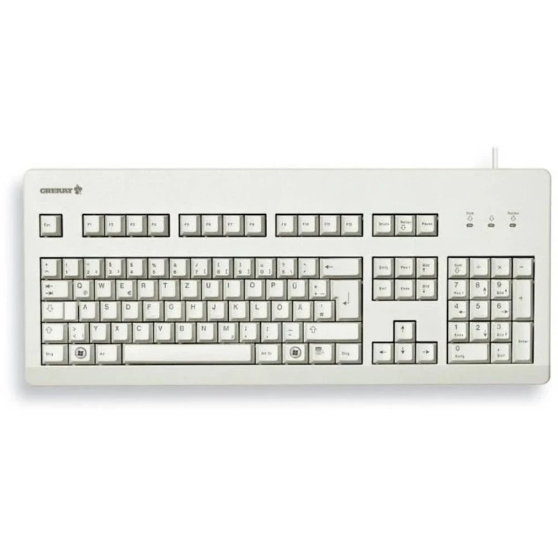CHERRY G80-3000, Wired Mechanical Keyboard, German Layout (QWERTZ), USB-Connection, Robust, Programmable Keys, MX BLUE Switches, Light Grey
