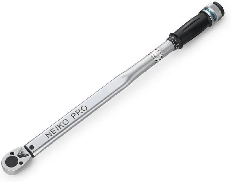 Neiko PRO 03709B 1/2-Inch-Drive Torque Wrench, 25-Inch Adjustable Click Torque Wrench, Made with Chrome Vanadium CRV Steel, SAE