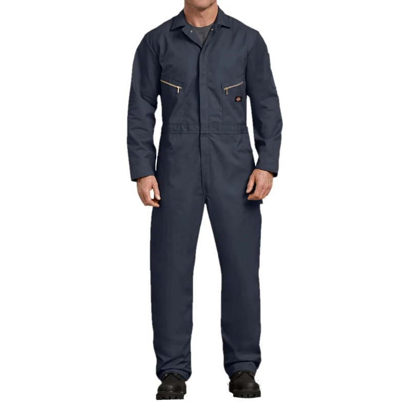 Dickies Men's Deluxe Twill Long Sleeve Coverall Work Utility, Dark Navy V1, US Large Tall