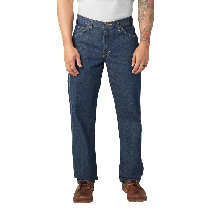 Dickies Men's Relaxed-Fit Carpenter Jean, Stone Washed, 44W x 30L Blue